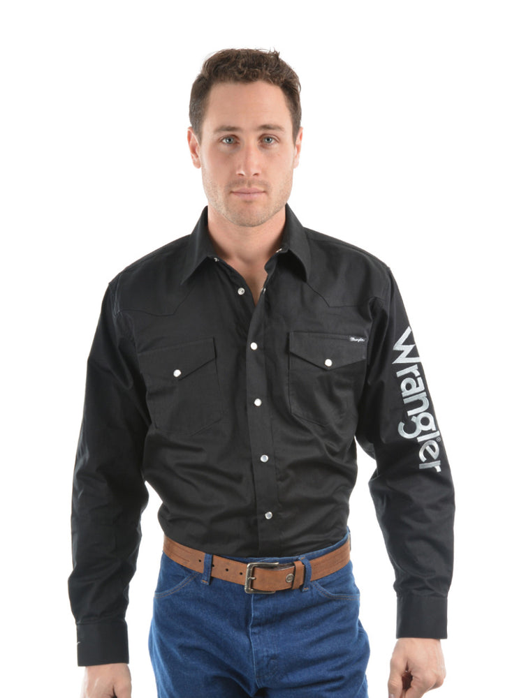 Men’s Wrangler Logo Rodeo Long Sleeve Drill Shirt