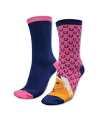 Homestead Socks Twin Pack Hot (Horse) Pink/ Navy