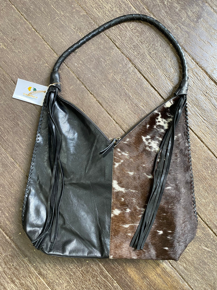 Diamond H Cowhide Black\Chocolate Jacinta Bag