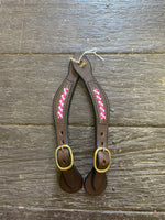 Diamond H Handmade Braided Spur Straps Pink and White