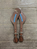 Diamond H Handmade Braided Spur Straps Blue and Navy