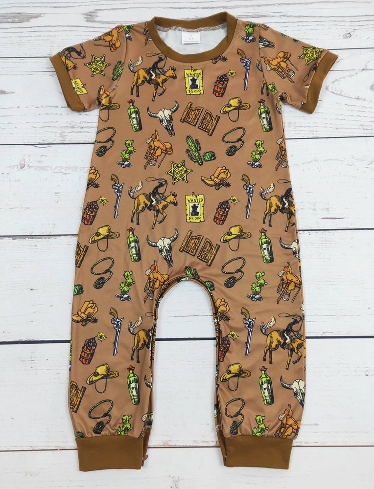 Cows Rodeo Printed Boys Romper