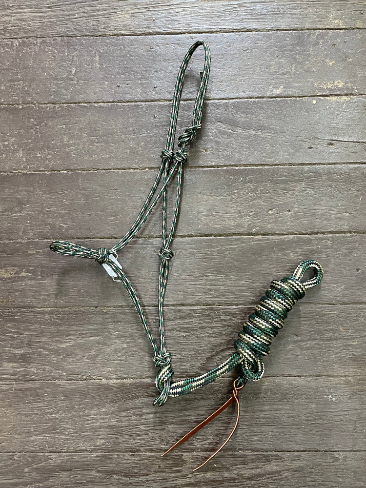 Diamond H Handmade Rope Halter and Lead Set Camo