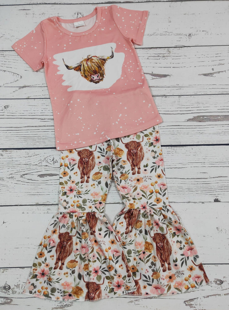 Baby Girls Flower Cows Top Pants Set