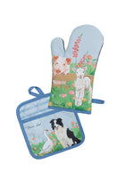 Thomas Cook Oven Mitt & Pot Holder Set Farm Animal Print