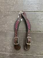 Diamond H Handmade Braided Spur Straps Pink and Black