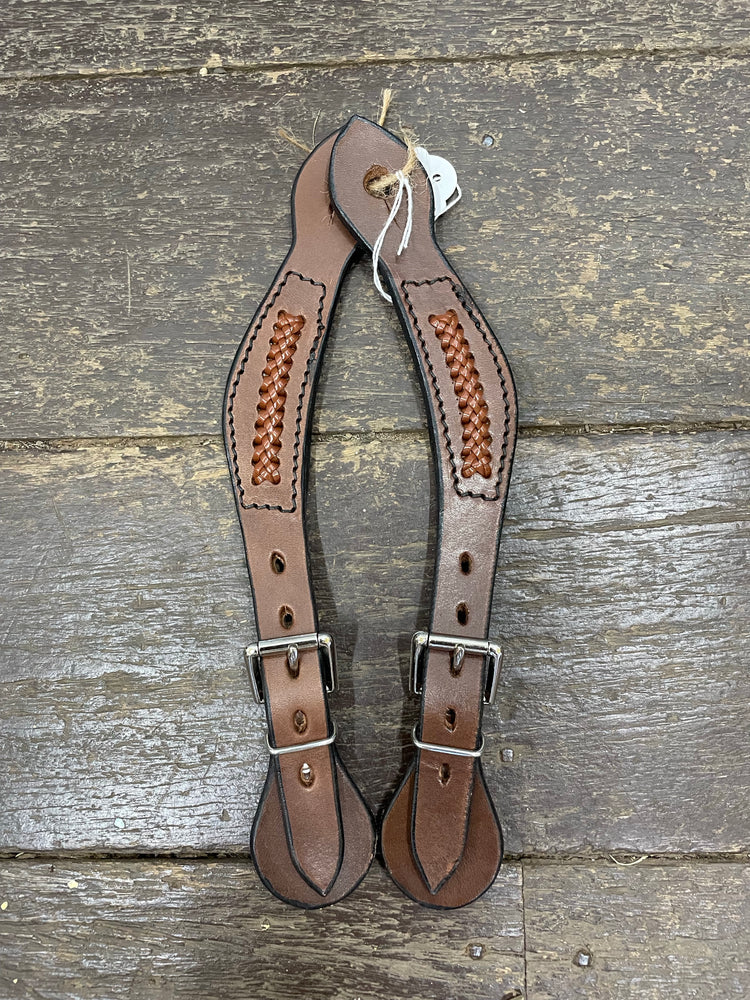 Diamond H Handamde Braided Spur Straps Brown