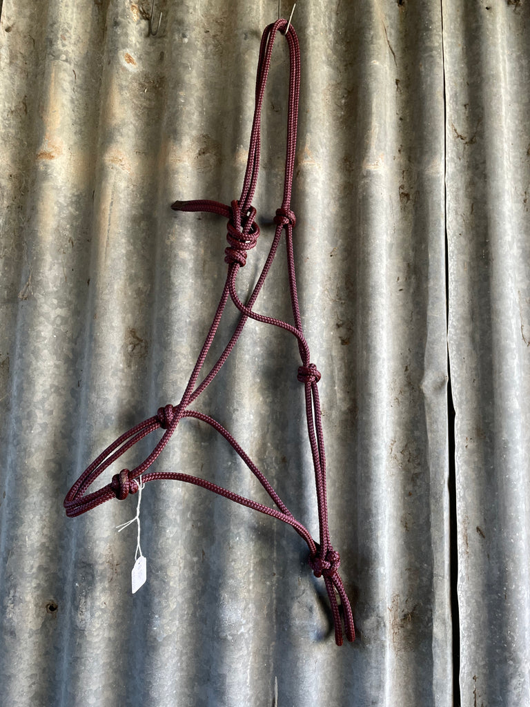 Diamond H Handmade Rope Halter Maroon – Diamond H Saddlery & Country ...