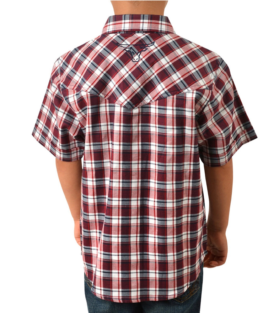 Pure Western Boys Edward Check Western Shirt Sleeve Shirt