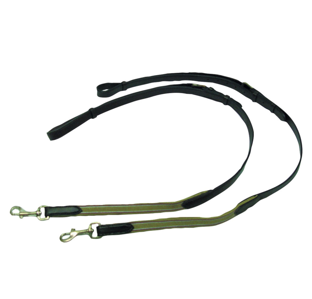 Showcraft Leather Side Reins Black With Elastic